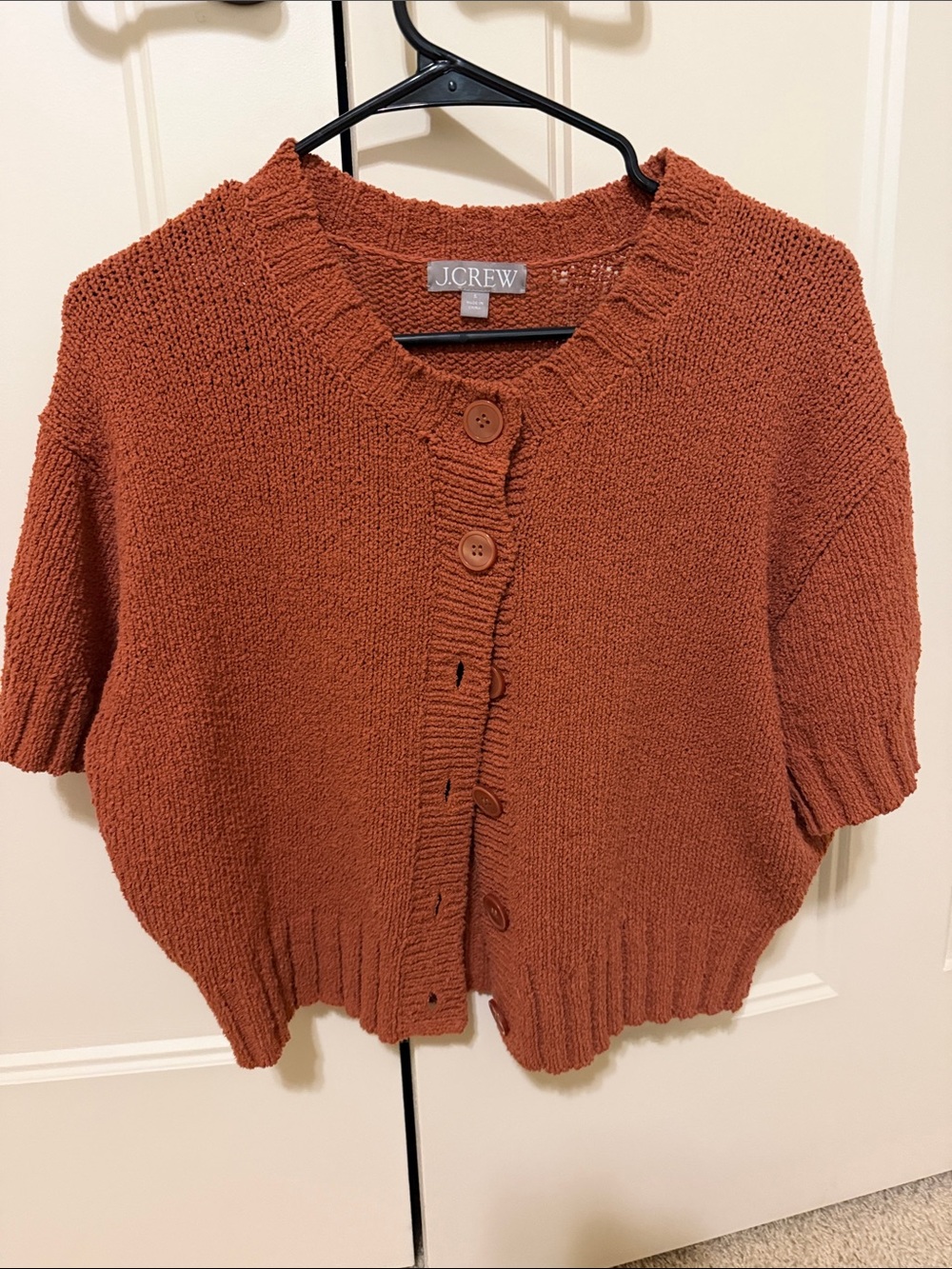 J. Crew Rust Orange Short-Sleeve Button Cardigan